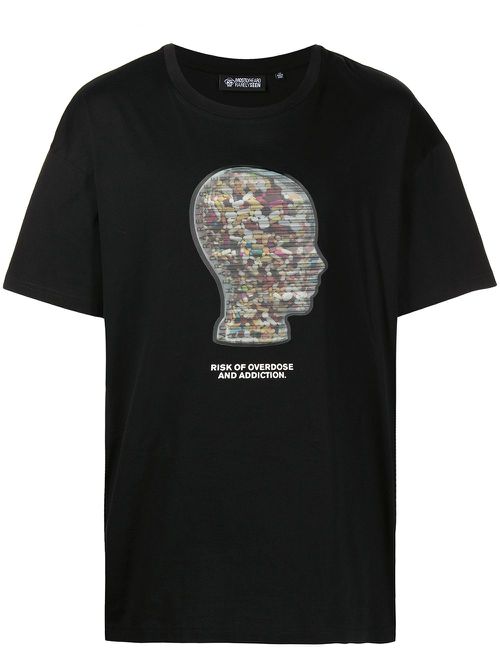 Graphic-print stretch-cotton T-shirt - Black