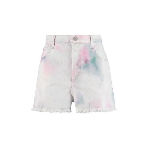 Tie-Dye Denim Shorts — Multicolor