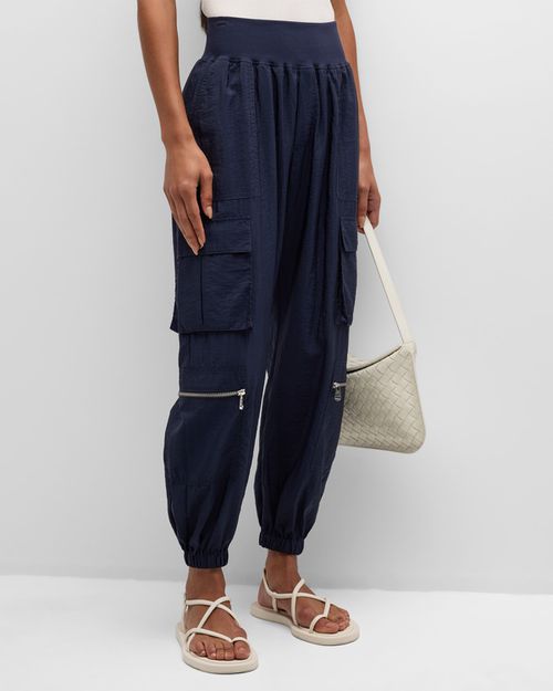 Genevive Satin Cargo Jogger Pants