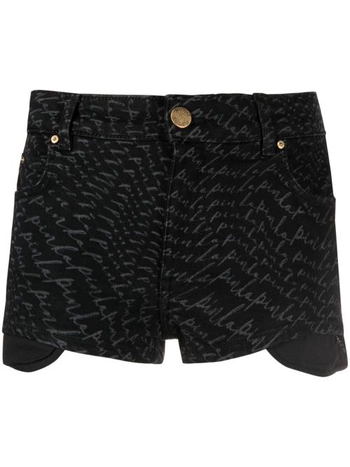 Logo-print denim shorts - Black