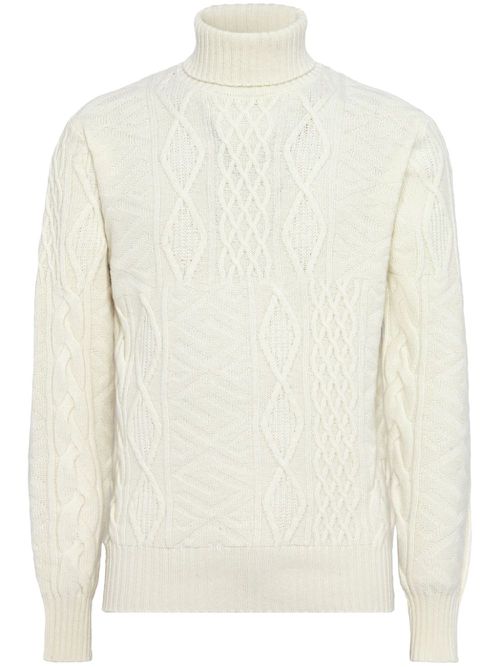 Mixed-knit sweater - White