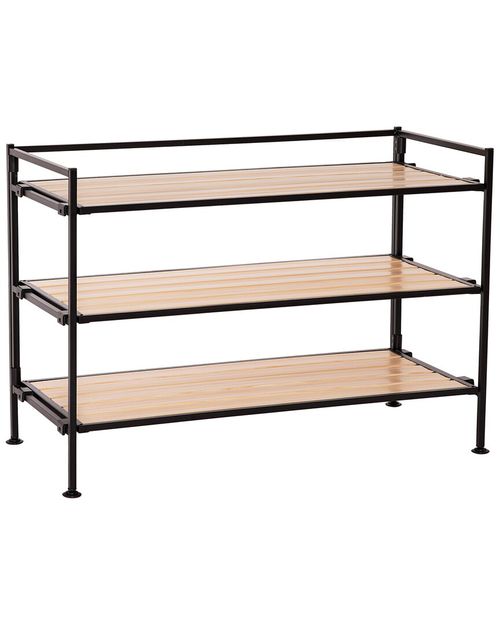 Seville Classics 3-Tier Stackable Metal Slat 12-Pair Shoe Rack for
