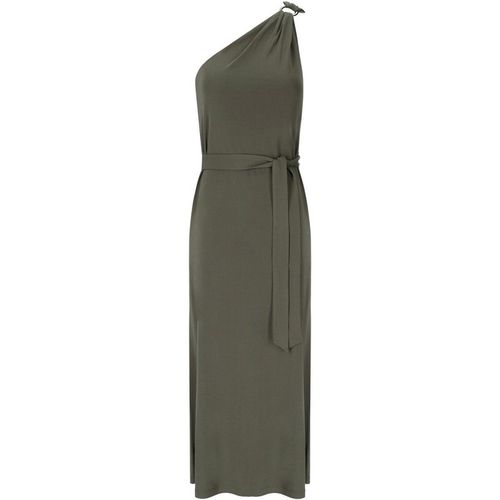 Mm Max Mara Verbena Khaki Green One Shoulder Dress