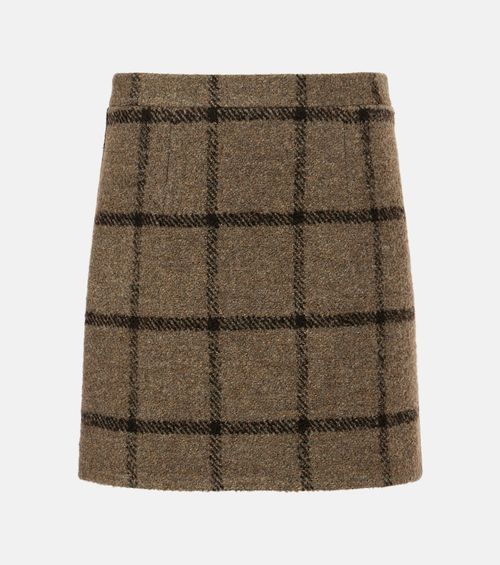 Checked wool-blend tweed miniskirt