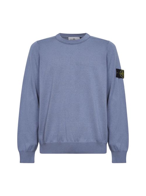 Organic Cotton Knit Crewneck Sweater — Blue