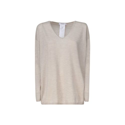 Cashmere V-Neck Sweater — Beige