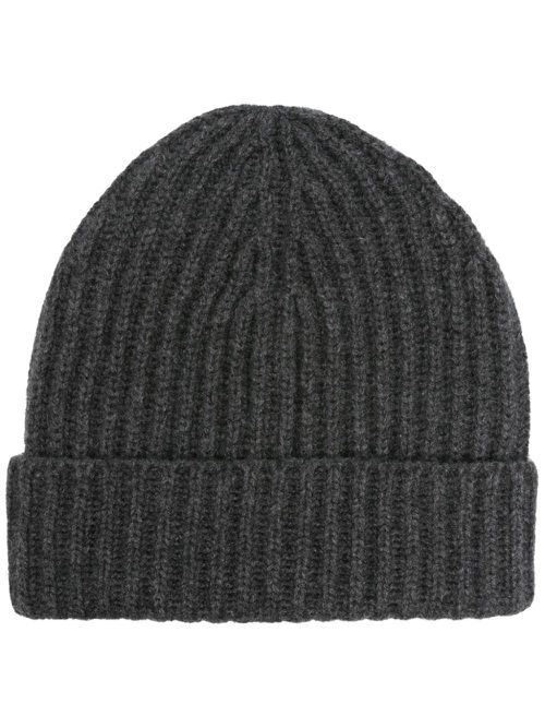 Ribbed-knit cashmere beanie - Grey
