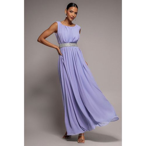 Goddiva Chiffon Maxi With Embellished Belt - Lilac