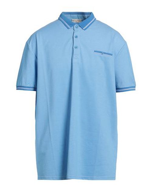 Man Polo shirt Sky blue Size 44 Cotton, Silk