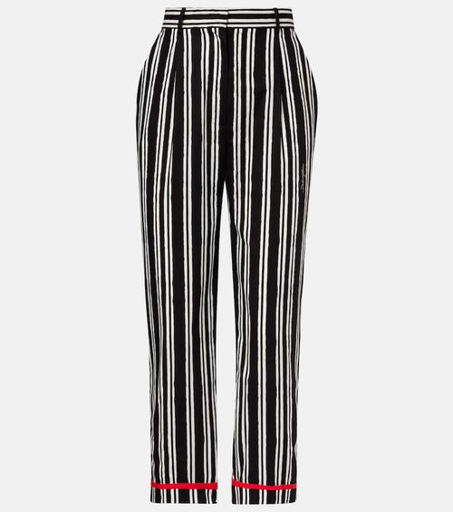 Striped cotton straight pants