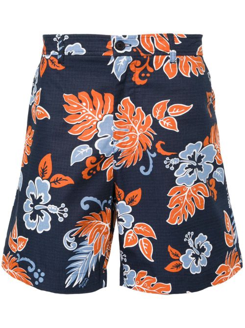 Floral-print ripstop shorts - Blue