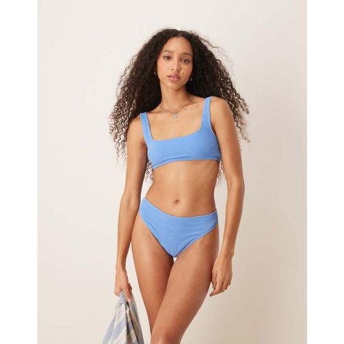 Other stories Womens & mix and match crinkle high leg bikini bottom in blue - Sky Blue
