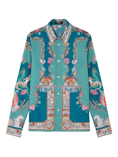 Versace Coral Theatre cotton shirt - Blue