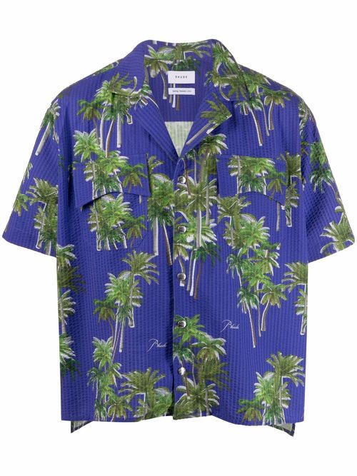 Palm tree-print shirt - Blue