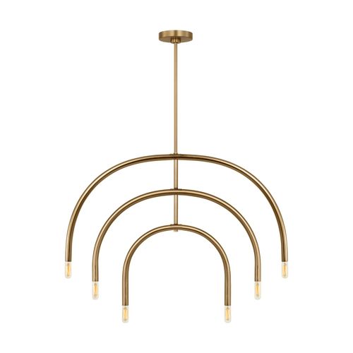 Satin Brass Six Light Chandelier from the Hadden Collection