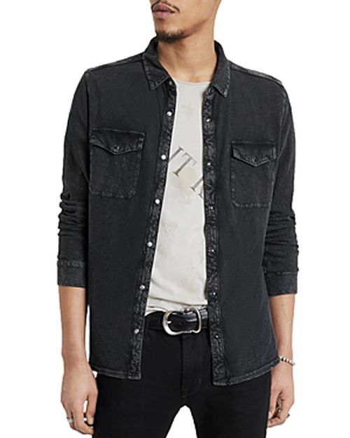 Arvon Cotton Textured Knit Button Down Western Shirt