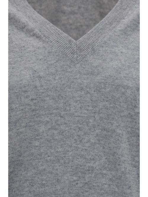 V-Neck Cashmere Sweater — Gray