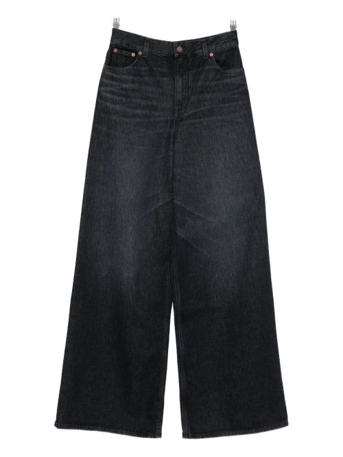 Wide-Leg High-Waist Jeans — Black