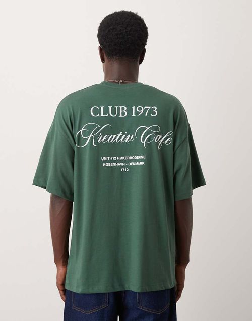 Homme oversized heavy weight t-shirt with club print in green