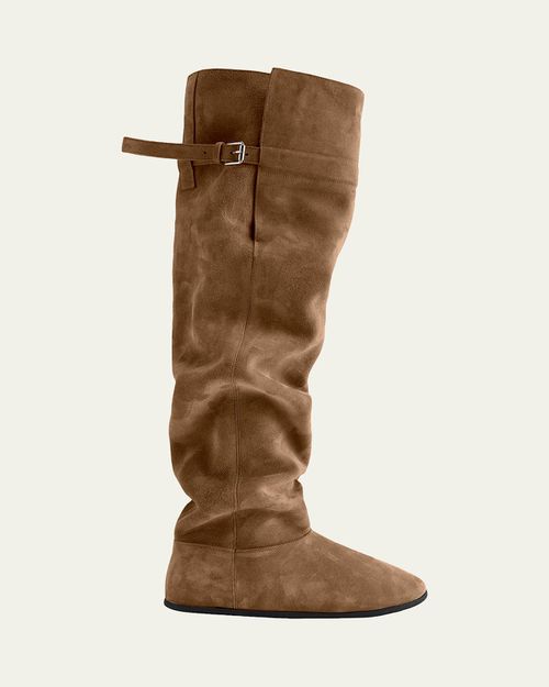 Big Shearling-Lined Suede Over-the-Knee Boots