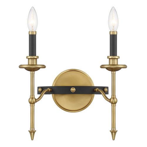 Consulate 2-Light Wall Sconce in Matte Black and Warm Bra