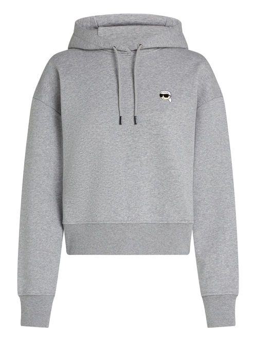 Karl Lagerfeld Ikon-patch cropped hoodie - Grey