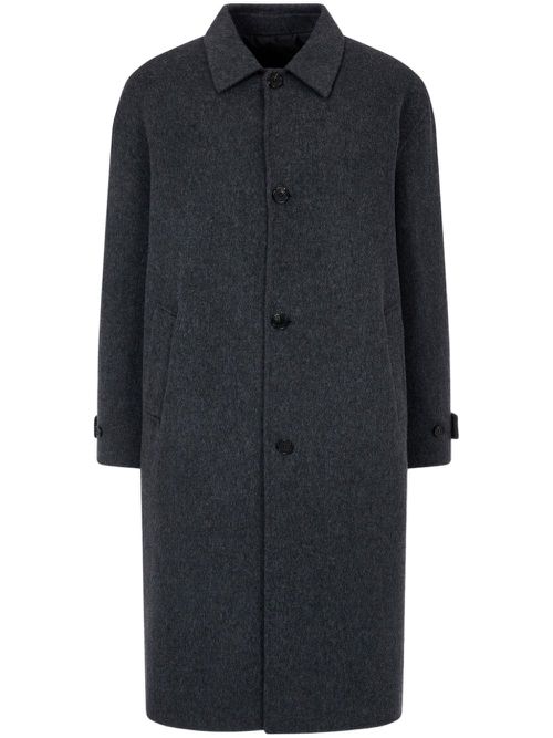Classic-collar single-breasted coat - Grey