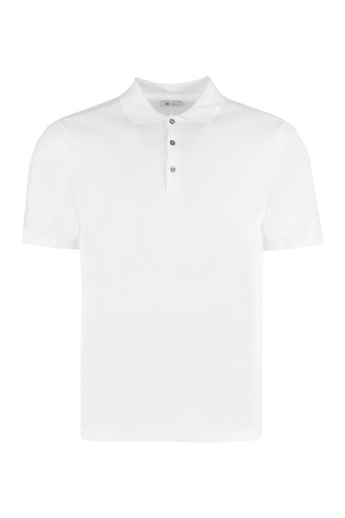 The (alphabet) Cotton Knit Polo Shirt with Side Slits