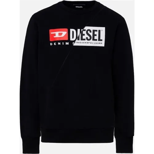 Men's Diesel Cut Division Logo Black Sweatshirt - Size: 40/Regular