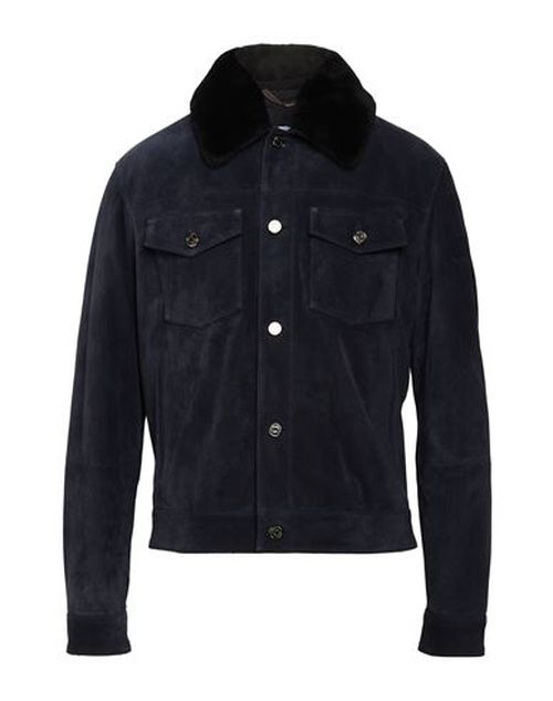 Jacob Cohёn Man Jacket Midnight blue Size 40 Calfskin, Lambskin