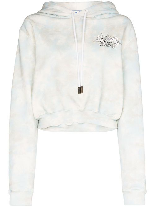 Cropped tie-dyed hoodie - Blue