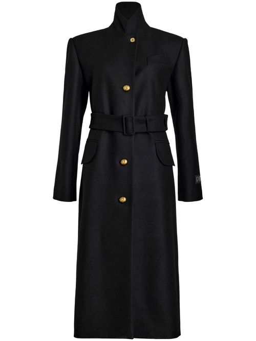 Single-breasted wool coat - Black