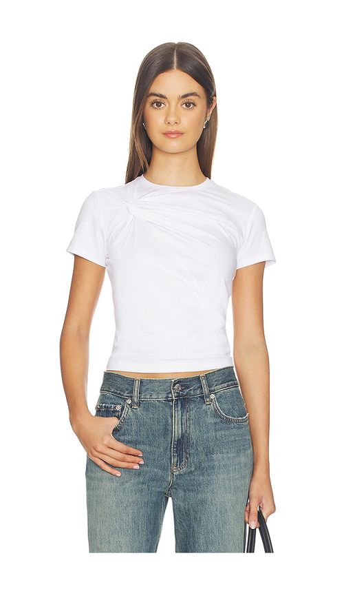 Good American Super Stretch Twist Tee Shirt in White. L. Also in M