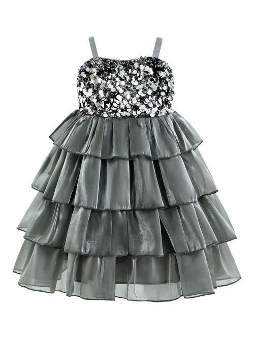 Sequin-embellished layered dress - Grey