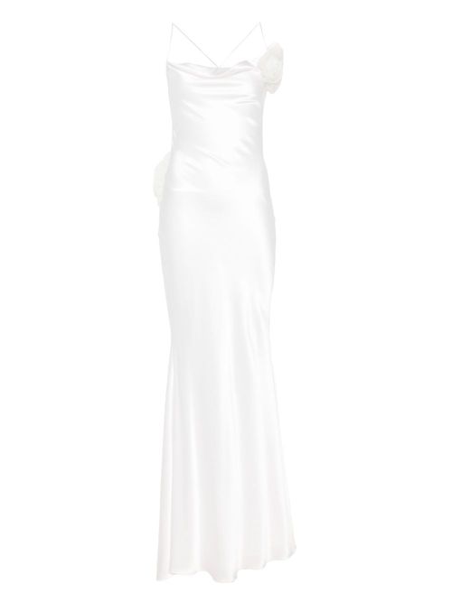 Parlor floral-appliqué maxi dress - White
