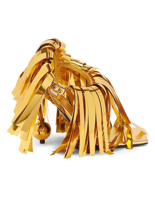 Women's 100MM Fringed Sandals - Gold