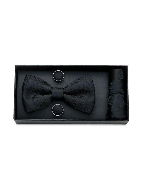 Floral bow tie set - Black