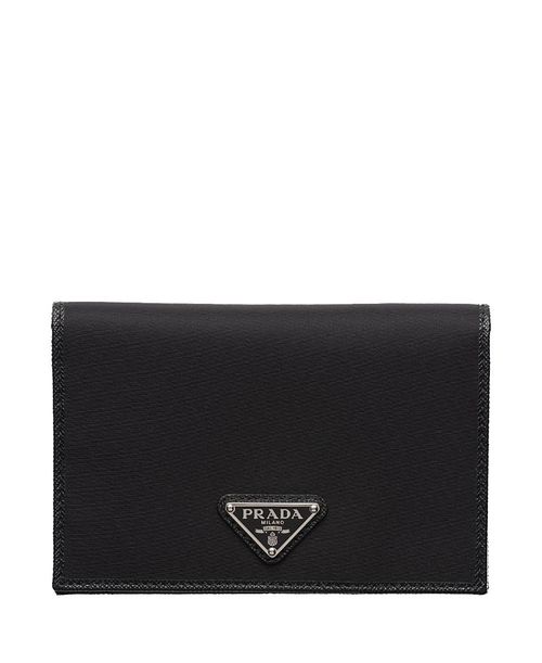 Re-Nylon and Saffiano Leather Passport Holder