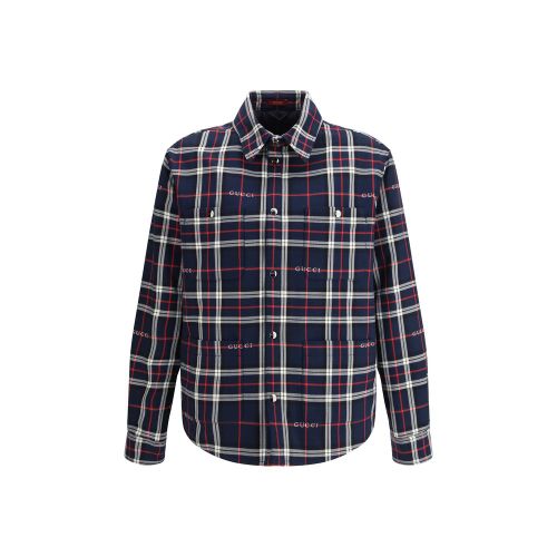 Tartan Cotton Jacquard Shirt — Navy