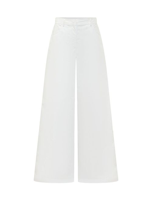 White Relaxed Flat Front Pants