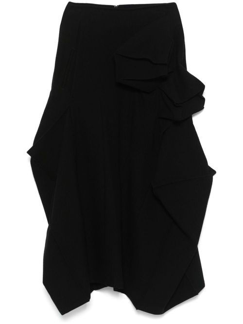 3D-appliqué midi skirt - Black