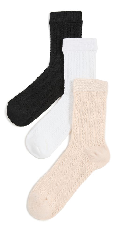 Delicate Knit Socks Black/Ivory/Oat One Size