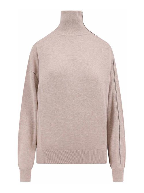 Viscose and wool sweater with zip detail