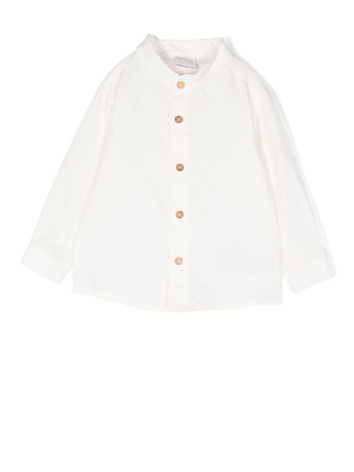 Button-up collarless shirt - White