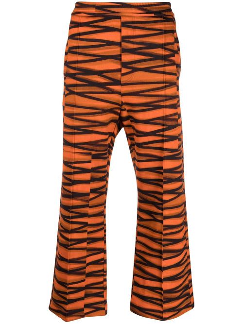 Wide-leg geometric-print trousers - Orange