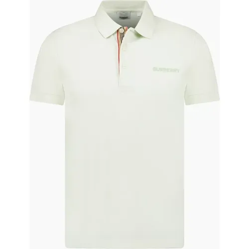 Men's Burberry 'Hartford' Check Placket Polo Pistachio - Green