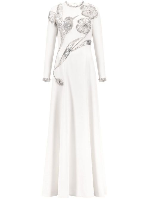 Crystal-embellished gown - White