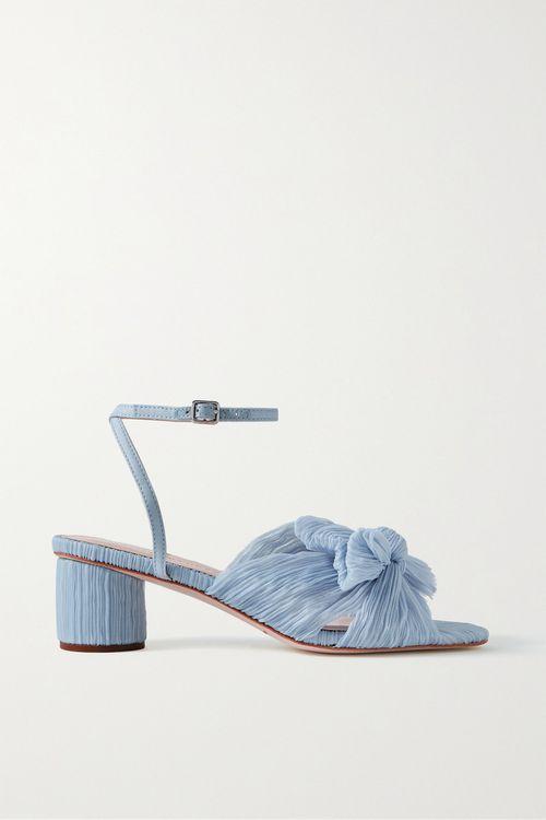 Dahlia Faux Leather-trimmed Plissé-organza Sandals - Blue