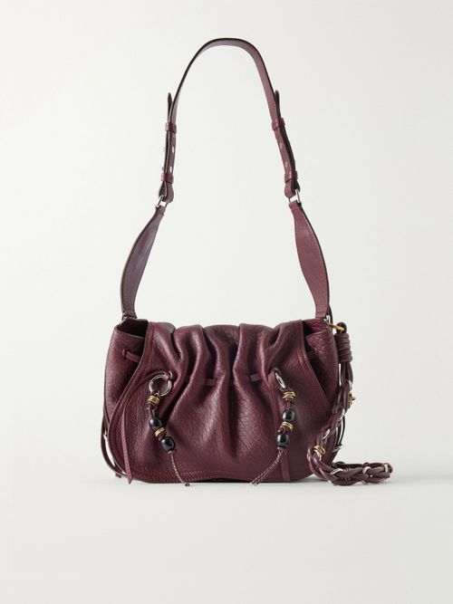 Bolton Embellished Tasseled Textured-leather Shoulder Bag