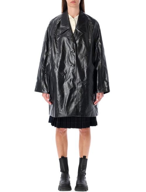 Single-breasted Faux-leather Coat